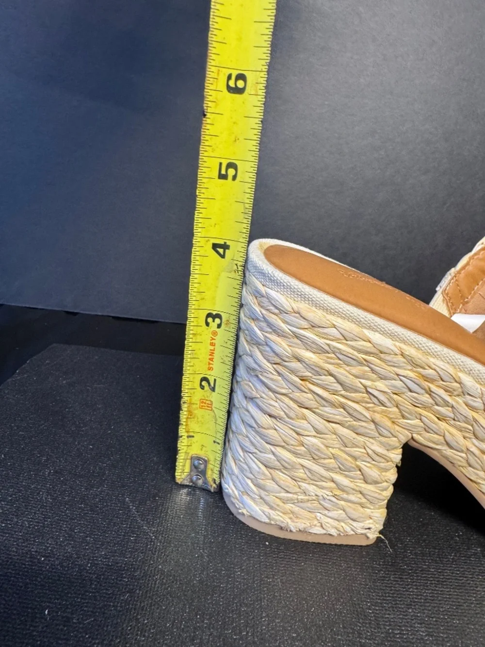Raffia Platform Mule Heels Size 6 Woven Straw Slide Sandals